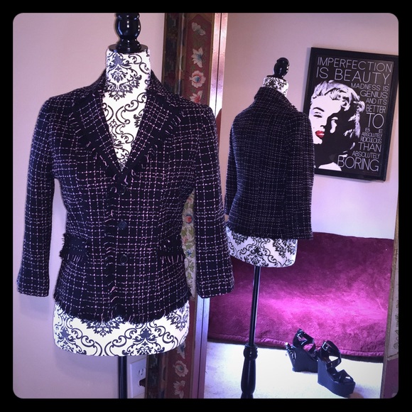 🚨SALE Vintage Cropped Pink & Black Blazer