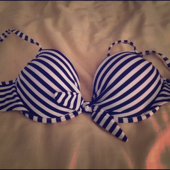 Navy striped bathing suit top