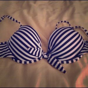 Navy striped bathing suit top