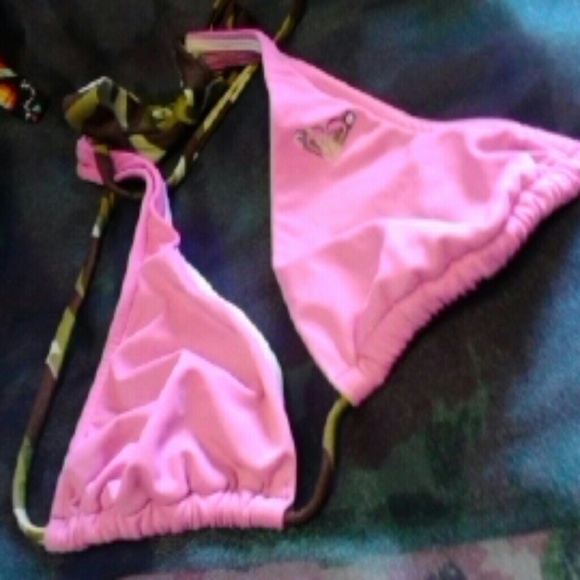 Roxy S Camo Pink Bikini Top