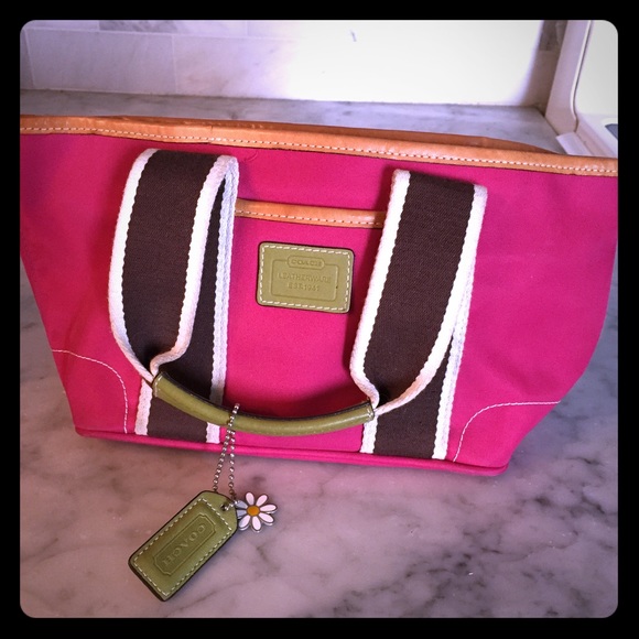 Coach summer mini Hampton weekender pink tote