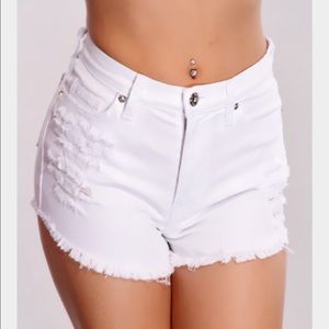 White high waisted shorts