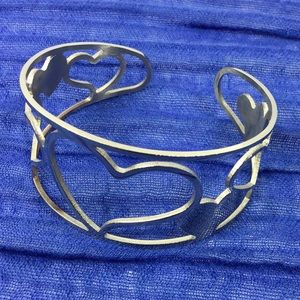 Stainless Steel Heart Cuff Bracelet Handmade