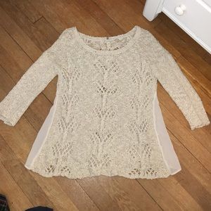 Beige Sweater with Sheer Lining!