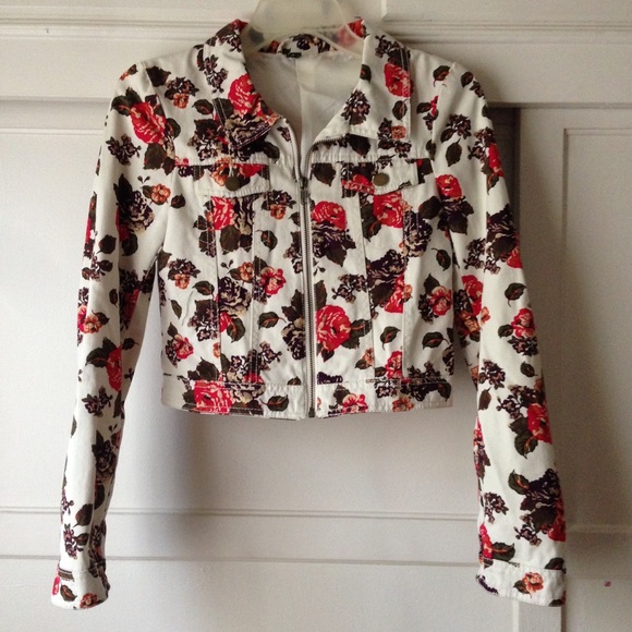 White Floral Denim Jacket