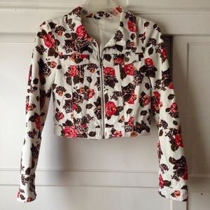 White Floral Denim Jacket