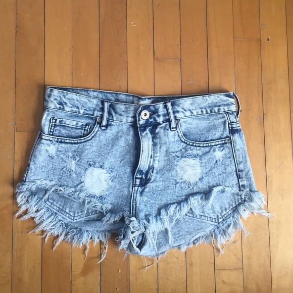 denim, distressed, jean shorts