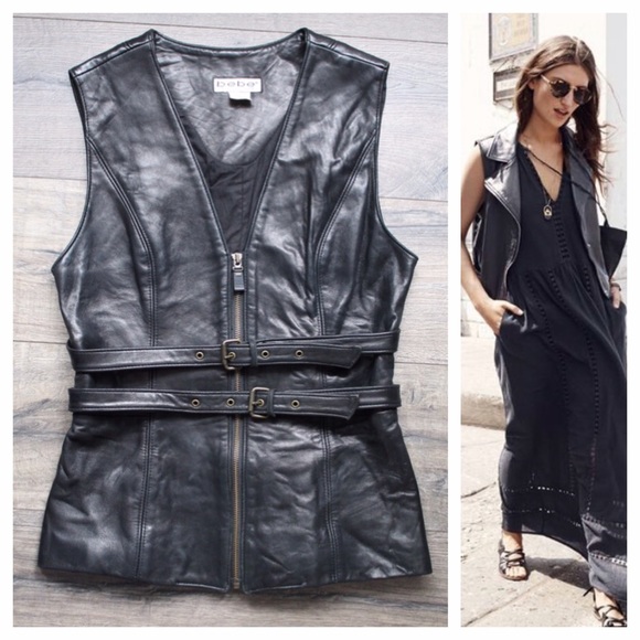 bebe leather vest