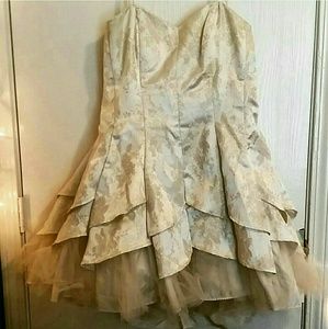 Strapless Ivory & Gold Tulip Dress