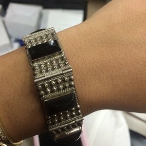 Stanley steel silver with onyx bracelet