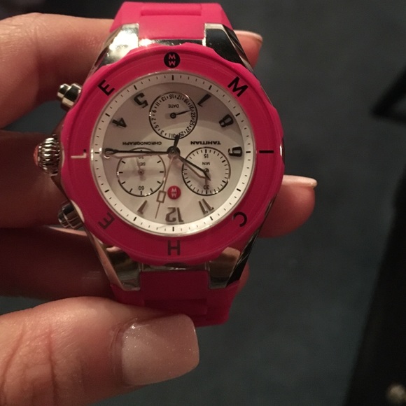 Michele Tahitian jelly bean watch in pink