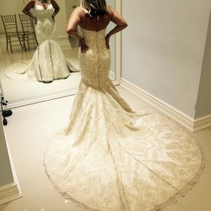 Gorgeous Mermaid Wedding Gown champagne w/ veil 💕