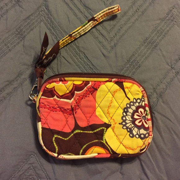Pink, brown and yellow Vera Bradley wallet - Picture 1 of 3