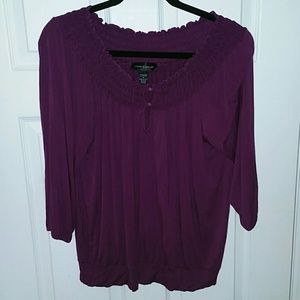 CABLE & GAUGE DEEP PURPLE 3/4 SLEEVE SOFT TOP EEUC