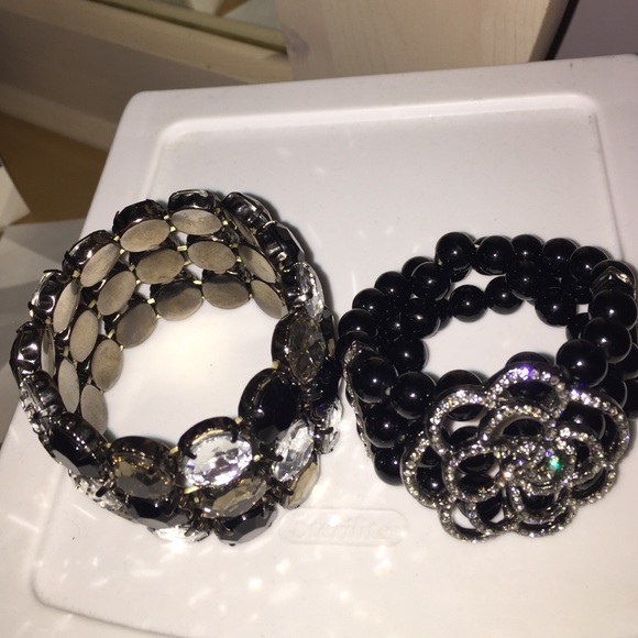 2 black and silver bracelets - Picture 1 of 1