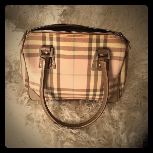 Pink Burberry nove plaid satchel