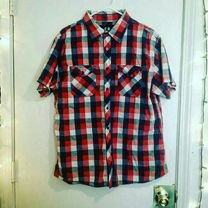 -SALE- Men's Short Sleeve Plaid Button Up