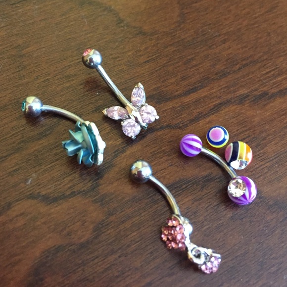 Belly button rings naval Rose heart butterfly