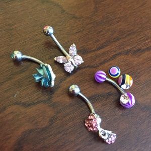 Belly button rings naval Rose heart butterfly
