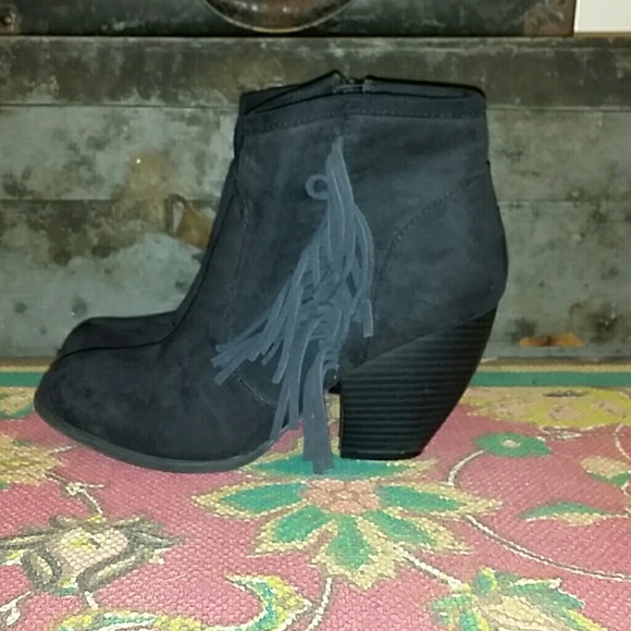 Mossimo Supply Co. Shoes - Black Faux Suede Fringed Mossimo Boots