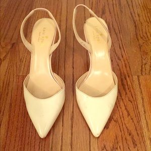 Kate spade white slip on heels