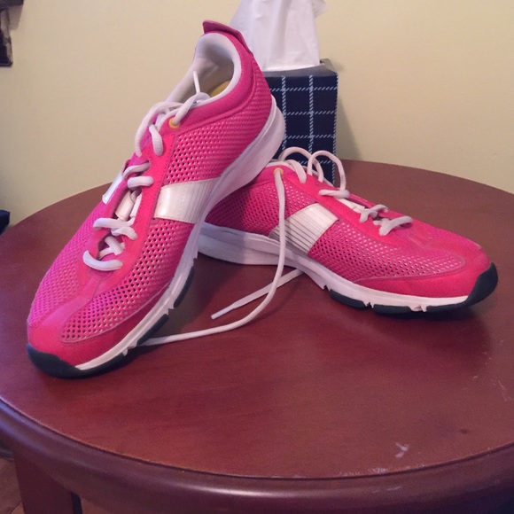 Pink Nike running shoes