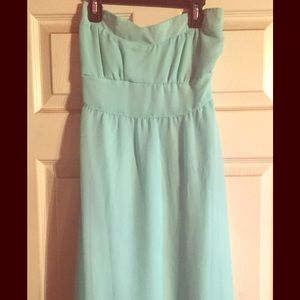 Blue strapless high low dress