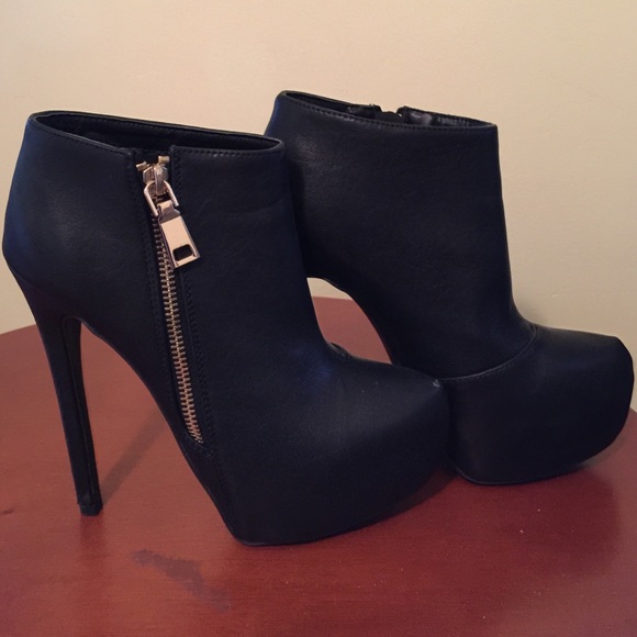 Black with gold zipper booties