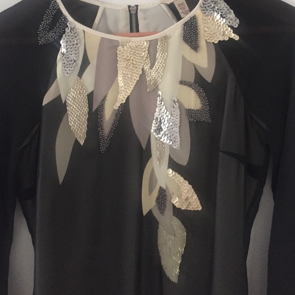 Ted Baker Black Longsleeve Beaded Neckline Dress - Picture 3 of 4