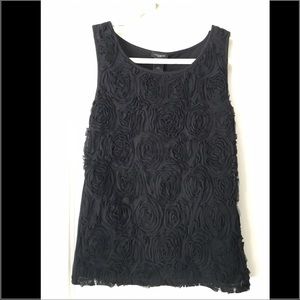 Ann Taylor black rosette top, size S