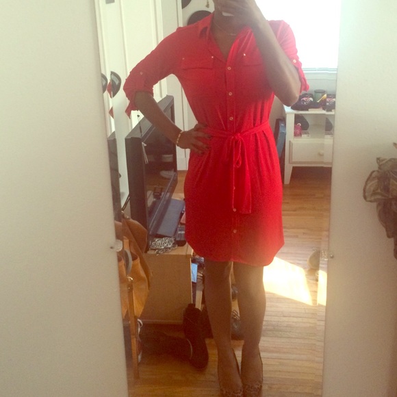 Red Calvin Klein tshirt dress