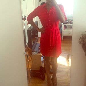 Red Calvin Klein tshirt dress