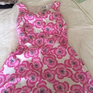 White pink floral sleeveless summer spring dress