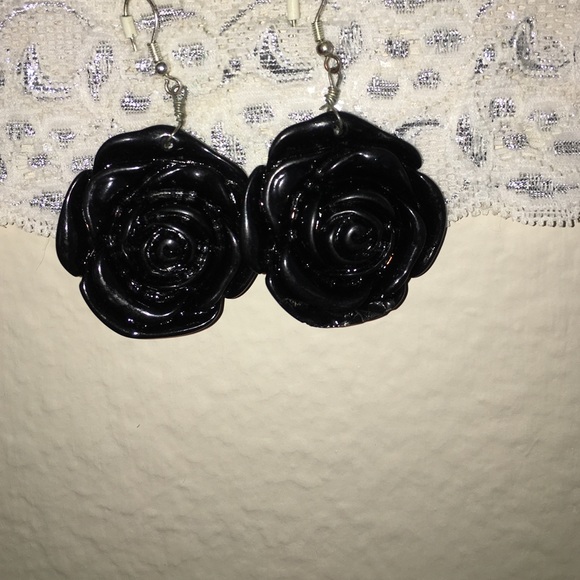 Enamel rose earrings
