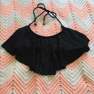 Flouncy halter swim top