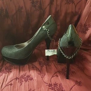 BABY PHAT SIZE 7.5 BLACK GLITTER STILLETTOS