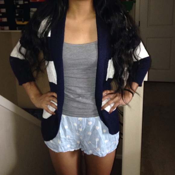 Blue And White Striped Cardigan