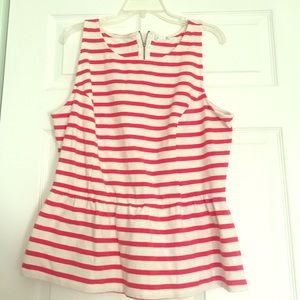 Cute coral and white striped peplum tank
