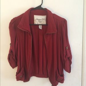 Red zip up cardigan