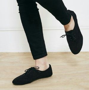 Faux suede oxfords