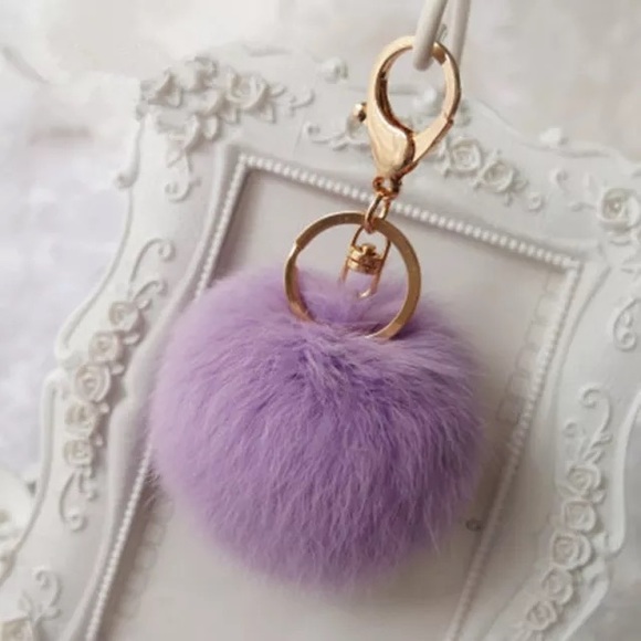 Real rabbit fur keychain. New