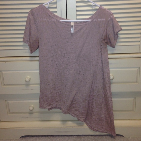 Asymmetrical light pink Ang grey transparent tunic