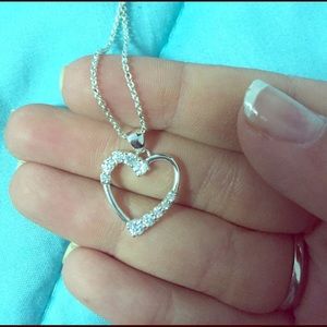 Silver Plated 1/4 Ct Diamond Heart necklace