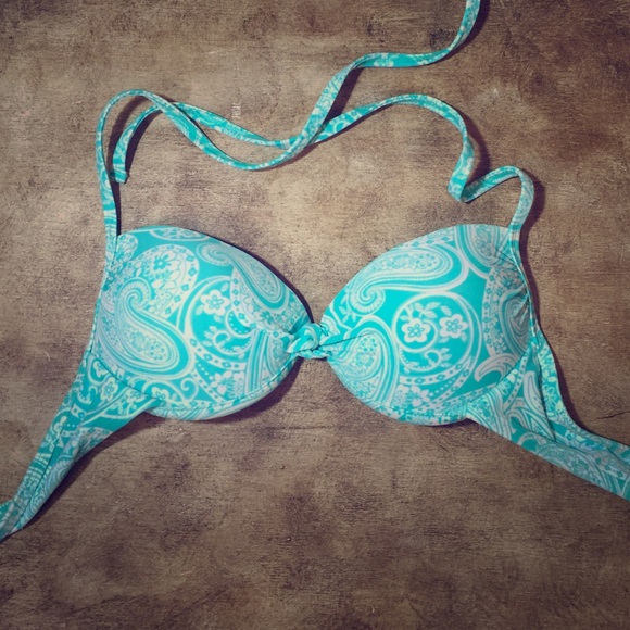 Aqua Blue/white bathing suit top!