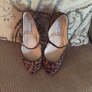L.K. Bennett suede leopard print ballet flats