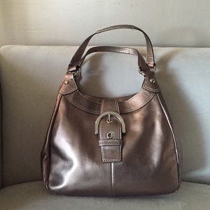 Coach bronze metallic leather hobo purse