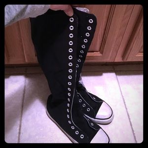Knee high black and white air walks