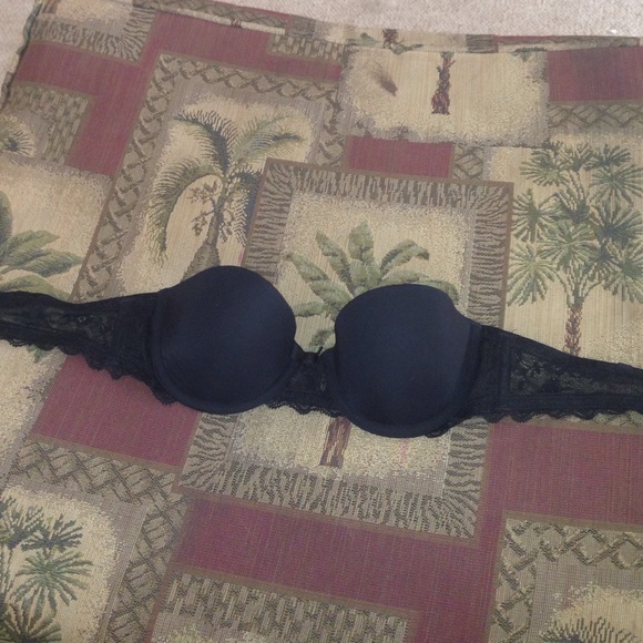 strapless lace black push up bra
