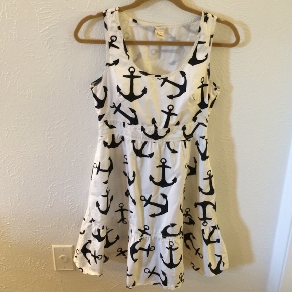 White and navy cotton dress from J. Crew; Size 0