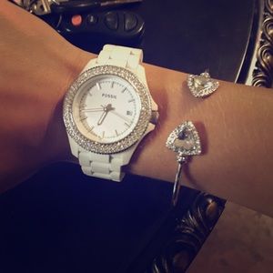 White Fossil watch